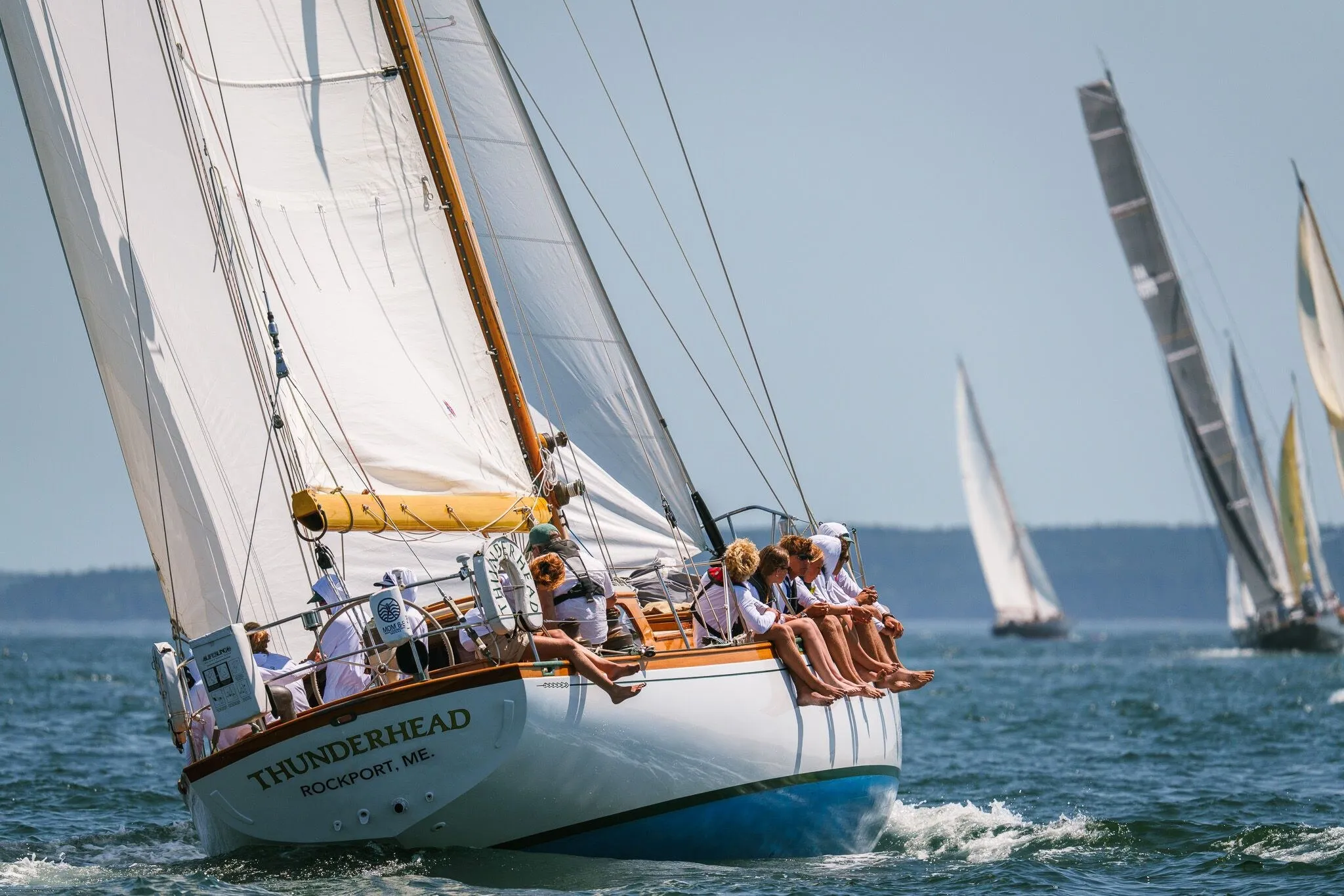 A classic yacht heeling through the spray, Eggemoggin Reach, ME